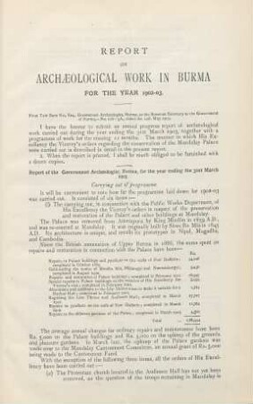 Report on archaeological work in Burma for the year 1902-03
