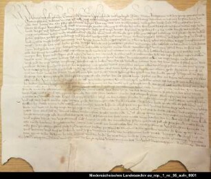 Handelsvertrag zwischen den Grafen Edzard I. und Uko von Ostfriesland und dem Land Dithmarschen = OUB II, Nr. 1410, S. 426 Siegel verloren