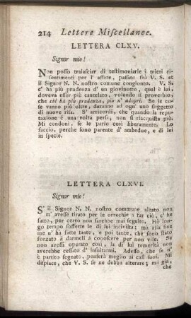 Lettera CLXV. = CLXV. Brief. - Lettera CC. = CC. Brief.