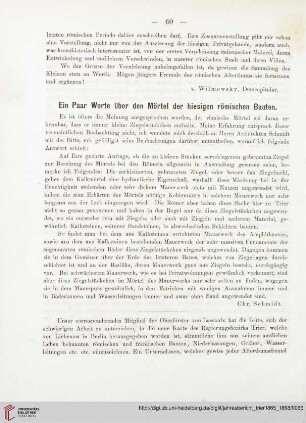 Ein Paar Worte über den Mörtel der hiesigen römischen Bauten