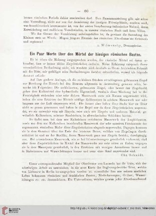 Ein Paar Worte über den Mörtel der hiesigen römischen Bauten