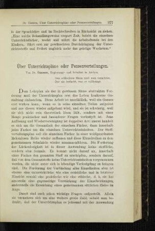 Über Unterrichtspläne oder Pensenverteilungen