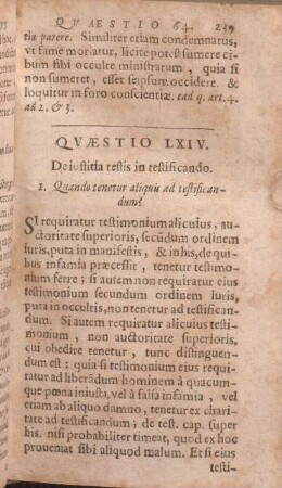Qvaestio LXIV. De iustitia restis in testificando.