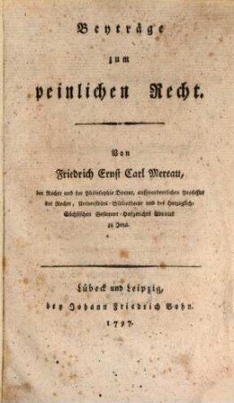 Beyträge zum peinlichen Recht