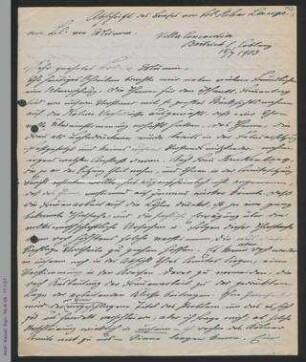 Abschrift eines Briefes von Helene Lange an Elisabeth von Mumm