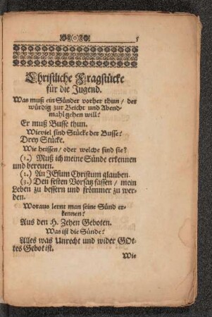Christliche Fragstücke für die Jugend.