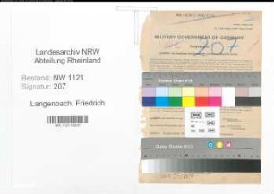 Entnazifizierung Friedrich Langenbach , geb. 15.11.1899 (Tiefbautechniker)