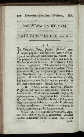 Saeculum Undecimum. Fata Prospera Ecclesiae.