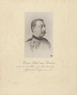 Prinz Karl von Baden (1832 - 1906), Brustporträt.