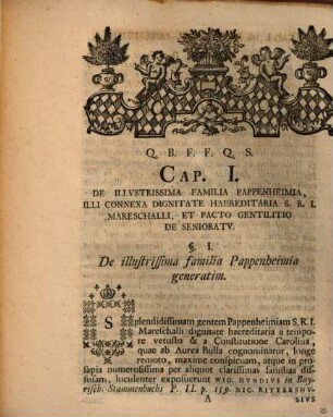 Dissertatio Ivris Pvblici Inavgvralis De Ivribvs Et Praerogativis S.R.I. Mareschallorvm Haereditariorvm Comitvm In Pappenheim