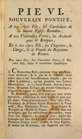 Bref du Pape Pie VI : du 19 Mars 1792