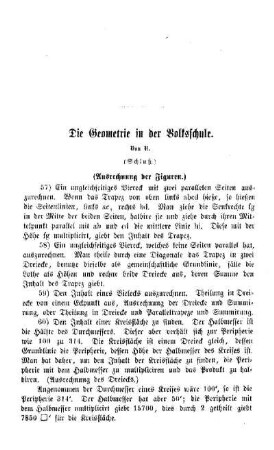 Die Geometrie in der Volksschule : (Schluß)