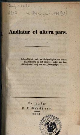 Audiatur et altera pars