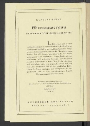 Günzler / Zwink Oberammergau