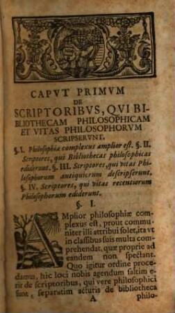 Bvrcardi Gotthelfii Struvii Bibliotheca philosophica : In Svas Classes Distribvta
