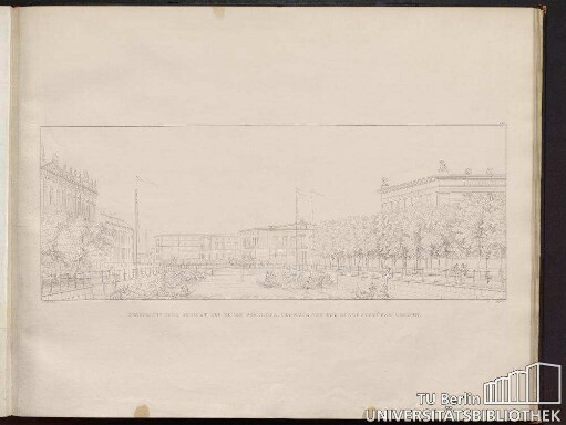 Perspectivische Ansicht des neuen Packhofs-Gebaeude von der Schlossbrücke gesehn.