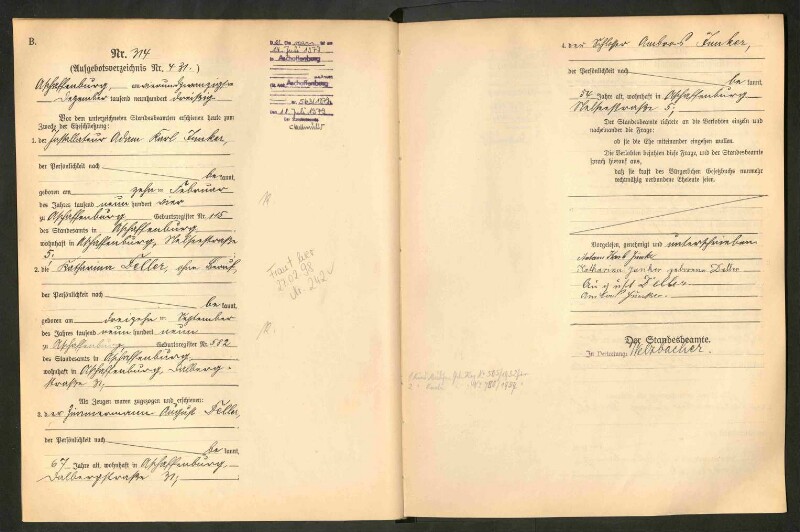 Standesamtsbuch der Stadt Aschaffenburg: Eheschließungen 252/1930 - 130/1931