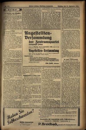 Zweite Ausgabe vom Sonntag, den 22. September 1929.
