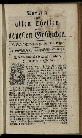V. Stück, Cob. den 31. Januar, 1759.