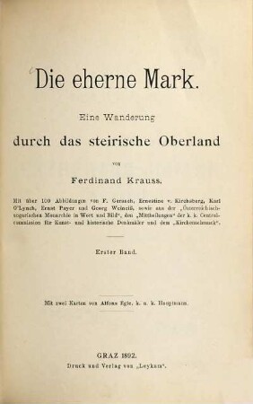Die eherne Mark : eine Wanderung durch das steirische Oberland, 1