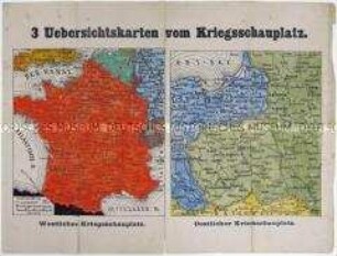 Beidseitig bedrucktes Blatt (Zeitungsbeilage?) mit Karten von Kriegsschauplätzen des Ersten Weltkrieges