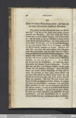 59. Ueber die äußere Behandlung eines - mit dem epileptischen Paroxismo befallenen Menschen.