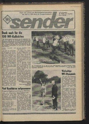 Betriebszeitung 'WF-Sender', Nr.25/1980 (5. Juniausgabe 1980)