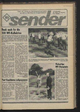Betriebszeitung 'WF-Sender', Nr.25/1980 (5. Juniausgabe 1980)