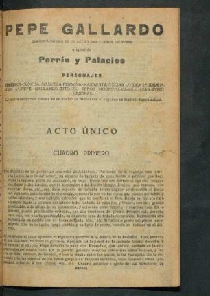Pepe Gallardo : zarzuela cómica en un acto y dos cuadros, en verso
