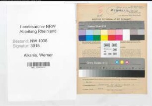 Entnazifizierung Werner Alksnis , geb. 16.11.1912 (Ingenieur)