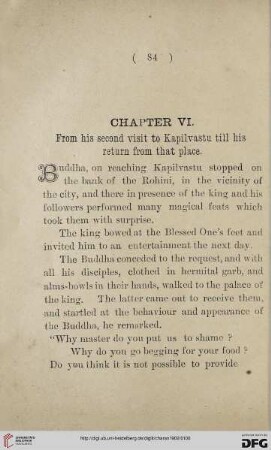 Chapter VI: From his second visit to Kapilvastu till his return from that place