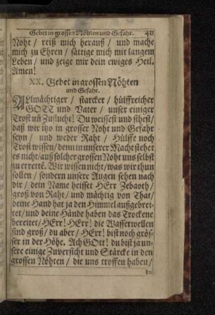 XX. Gebet in grossen Nöhten und Gefahr.