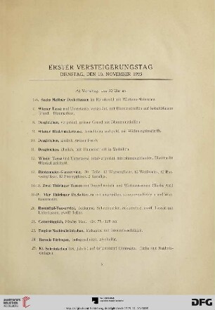 Erster Versteigerungstag: Dienstag, den 10. November 1925 (Nr. 1-456)