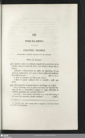 III. Porcelaines