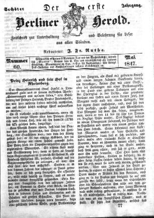 Nummer 60, Mai 1847