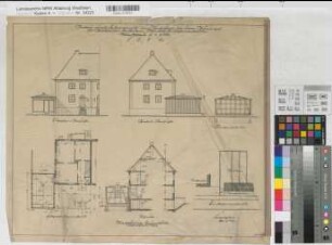 Münster (Münster) Wohnhaus Kinderhauser Straße Ladenanbau Grundriß, Ansichten, Schnitt, Lageplan 1928 1 : 100/500 Westfälische Heimstätte Wohnungsgesellschaft Münsterland