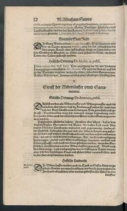 V. Straff der Widertäuffer unnd Sacramentirer.
