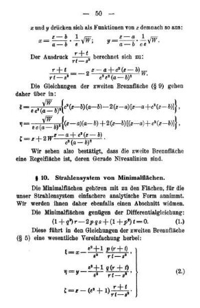 § 10. Strahlensystem von Minimalflächen.