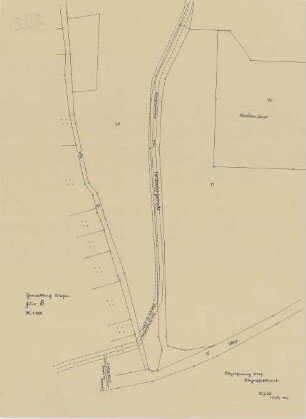 Lageplan der Gemarkung Siegen Flur 8 - Heidenbergstraße und Munitions-Depot. Inhalt: Verlauf der Ruhrferngasleitung