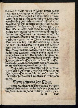 Newe zeittung von Rom.