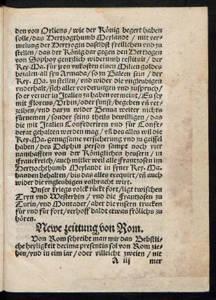 Newe zeittung von Rom.