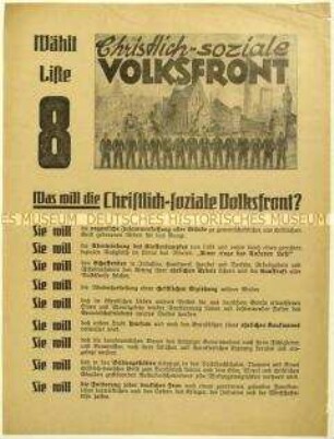 Aufruf der Christlich-sozialen Volksfront zur Leipziger Stadtverordnetenwahl 1932