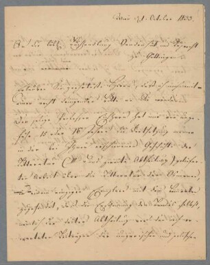 Nachlass von Johann Friedrich von Schulte (1827-1914) – BSB Schulteana, 23.33. Johann Friedrich von Schulte (1827-1914) Nachlass: Brief von Joseph von Hammer-Purgstall an die Redaktion der Hannoverschen Allgemeinen Zeitung - BSB Schulteana 23.33