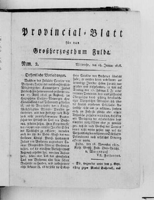 Num. 2, Ausgabe vom 14. Januar 1818