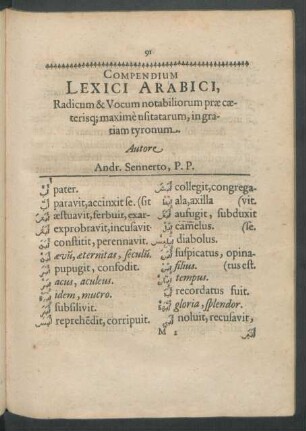 Compendium Lexici Arabici ...