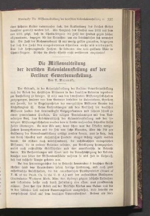 Die Missionsabteilung der deutschen Kolonialausstellung auf der Berliner Gewerbeausstellung