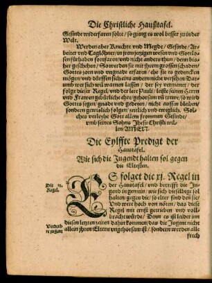 Die Eylffte Predigt der Haustafel. Wie sich die Jugendt halten sol gegen die Eltesten.