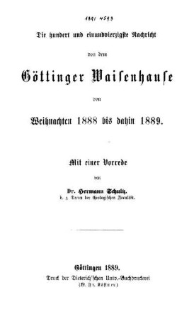 141: Nachricht von dem Göttinger Waisenhause