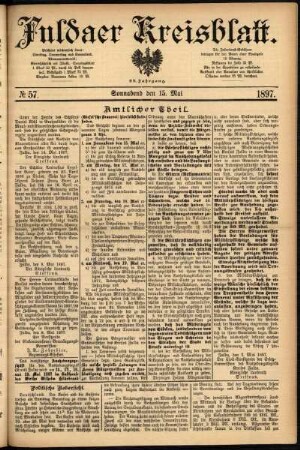 Erste Ausgabe vom Samstag, den 15. Mai 1897.