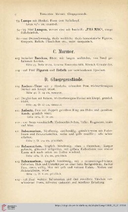D. Glasgegenstände (Nr. 109 - 128)